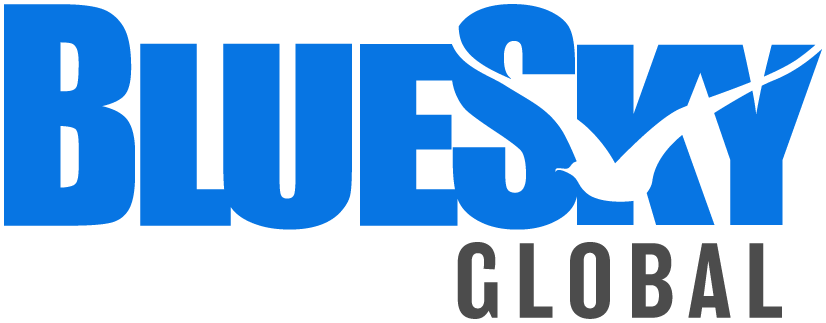 Bluesky logo new Blue wth global black