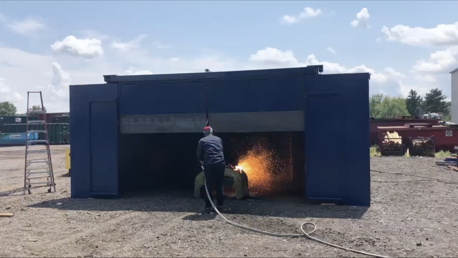 BlueSky DragonSlayer smoke eater for lance cutting in steel scrap yard